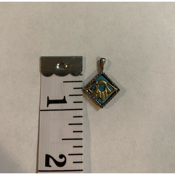 925 Sterling Silver and Turquoise  Hamsa Pendant - Picture 5 of 5